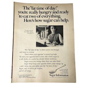1969 Sugar Information Ad Full Page Original Vintage  Lady Dining Holding Fork u
